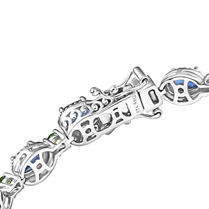 Doorbuster D'Joy Kashmir Kyanite and Chrome Diopside 11.00 ctw Station Bracelet in Rhodium Over Sterling Silver (7.25 In)