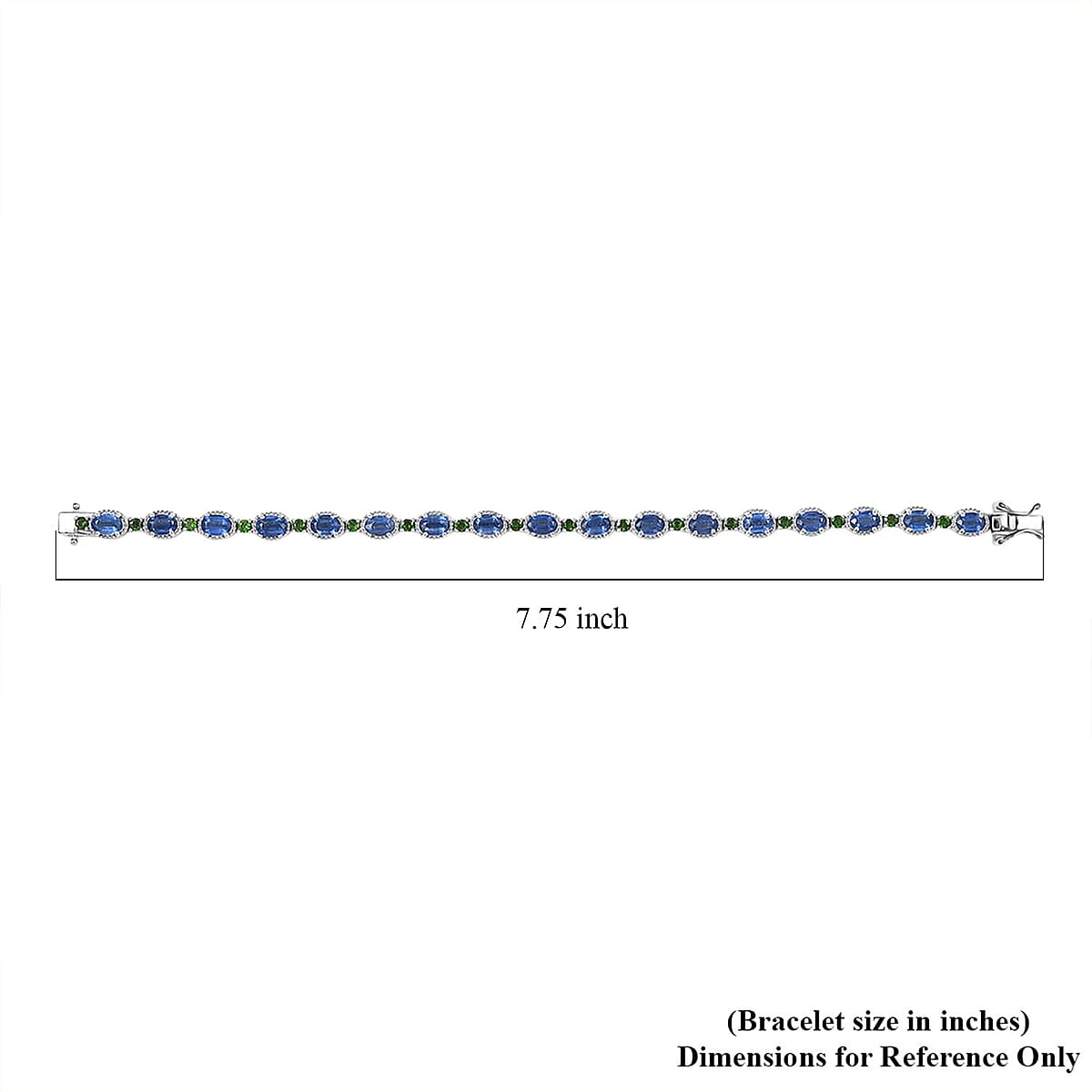 Doorbuster D'Joy Kashmir Kyanite and Chrome Diopside 11.00 ctw Station Bracelet in Rhodium Over Sterling Silver (7.25 In) image number 4