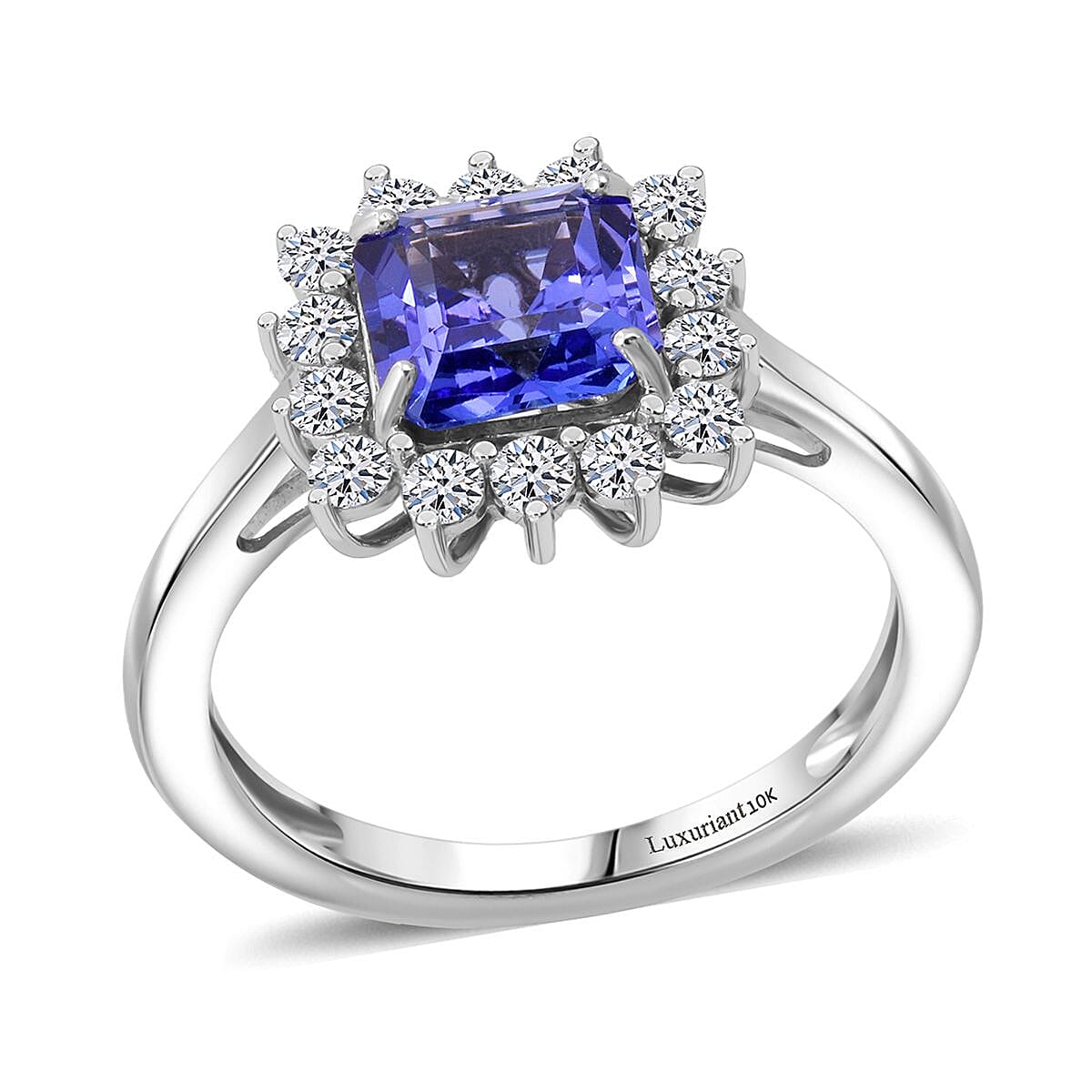 AAA Tanzanite and E-F VS Luxuriant Lab Grown Diamond 2.15 ctw Ring in 10K White Gold (Size 6.0) image number 0