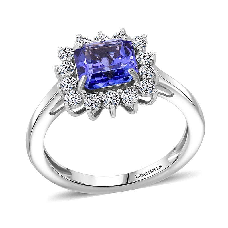 AAA Tanzanite, Luxuriant Lab Grown Diamond Starburst Ring in 10K White Gold 2.50 ctw (Size 6.0)