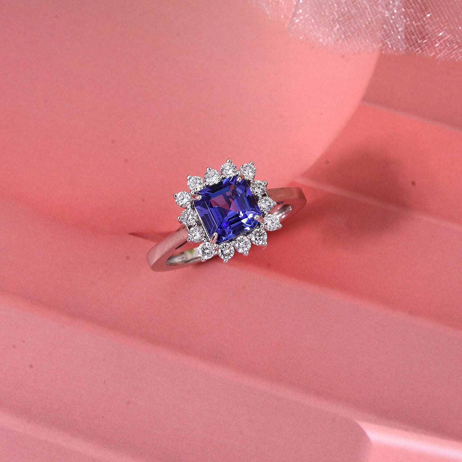 AAA Tanzanite, Luxuriant Lab Grown Diamond Starburst Ring in 10K White Gold 2.50 ctw (Size 6.0)