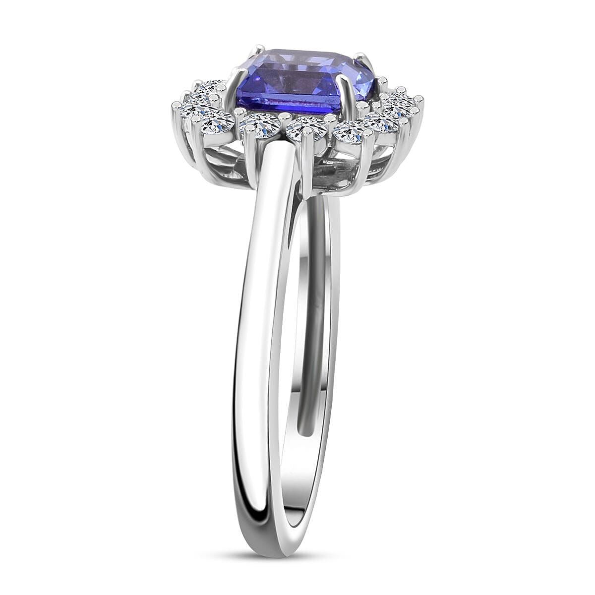 AAA Tanzanite and E-F VS Luxuriant Lab Grown Diamond 2.15 ctw Ring in 10K White Gold (Size 6.0) image number 3