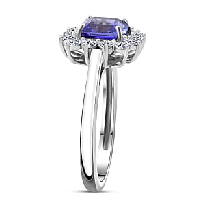 AAA Tanzanite, Luxuriant Lab Grown Diamond Starburst Ring in 10K White Gold 2.50 ctw (Size 6.0)