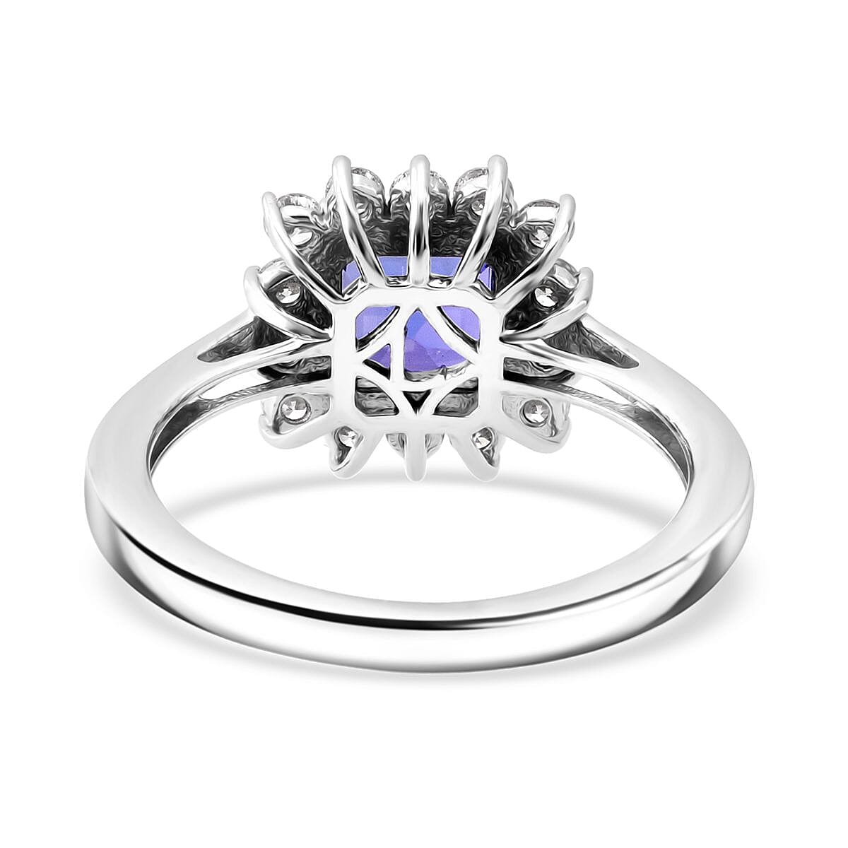 AAA Tanzanite and E-F VS Luxuriant Lab Grown Diamond 2.15 ctw Ring in 10K White Gold (Size 6.0) image number 4