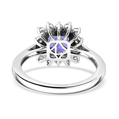 AAA Tanzanite, Luxuriant Lab Grown Diamond Starburst Ring in 10K White Gold 2.50 ctw (Size 6.0)