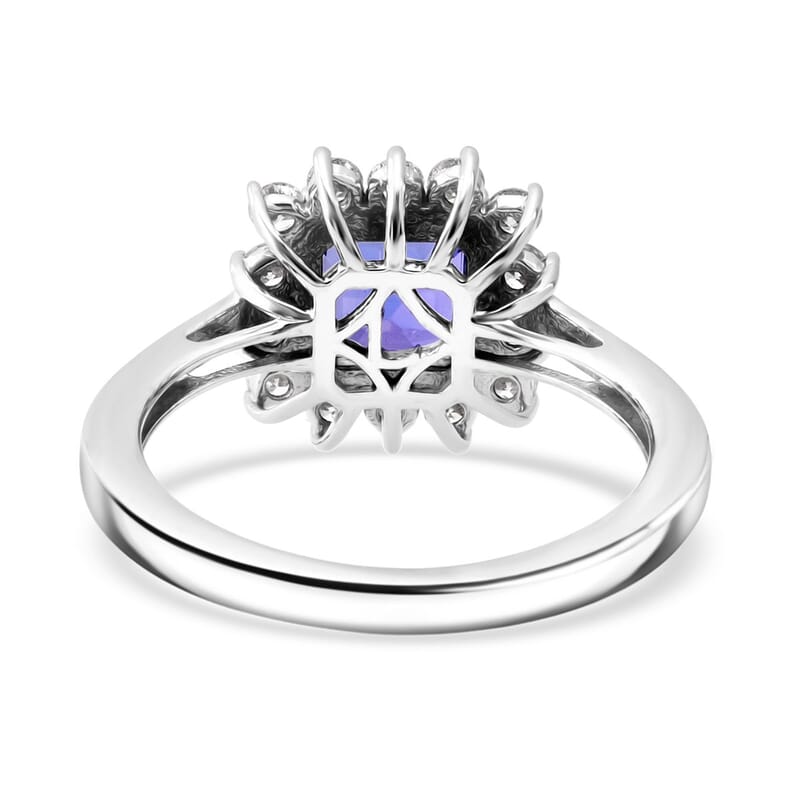 AAA Tanzanite, Luxuriant Lab Grown Diamond Starburst Ring in 10K White Gold 2.50 ctw (Size 6.0)
