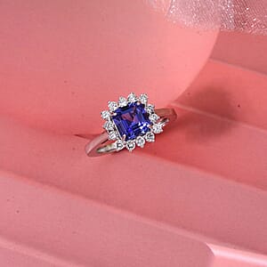 AAA Tanzanite, Lab Grown Diamond Ring in 10K White Gold 2.50 ctw (Size 7.0)