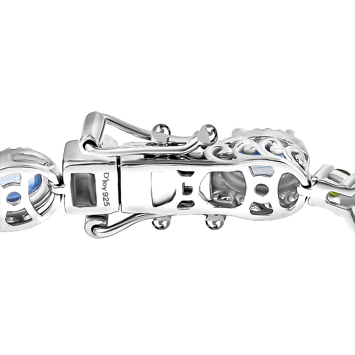  D'Joy Kashmir Kyanite and Chrome Diopside 9.70 ctw Station Bracelet in Rhodium Over Sterling Silver (6.50 In) image number 3