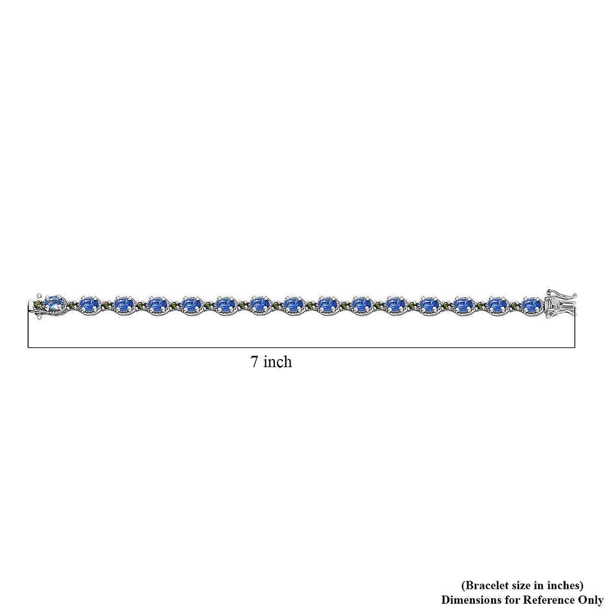  D'Joy Kashmir Kyanite and Chrome Diopside 9.70 ctw Station Bracelet in Rhodium Over Sterling Silver (6.50 In) image number 4