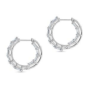D'Joy Moissanite 1.80 ctw Hoop Earrings in Rhodium Over Sterling Silver