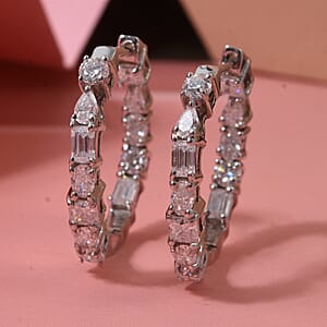D'Joy Moissanite 1.70 ctw Hoop Earrings in Rhodium Over Sterling Silver