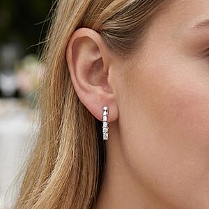 D'Joy Moissanite 1.70 ctw Hoop Earrings in Rhodium Over Sterling Silver