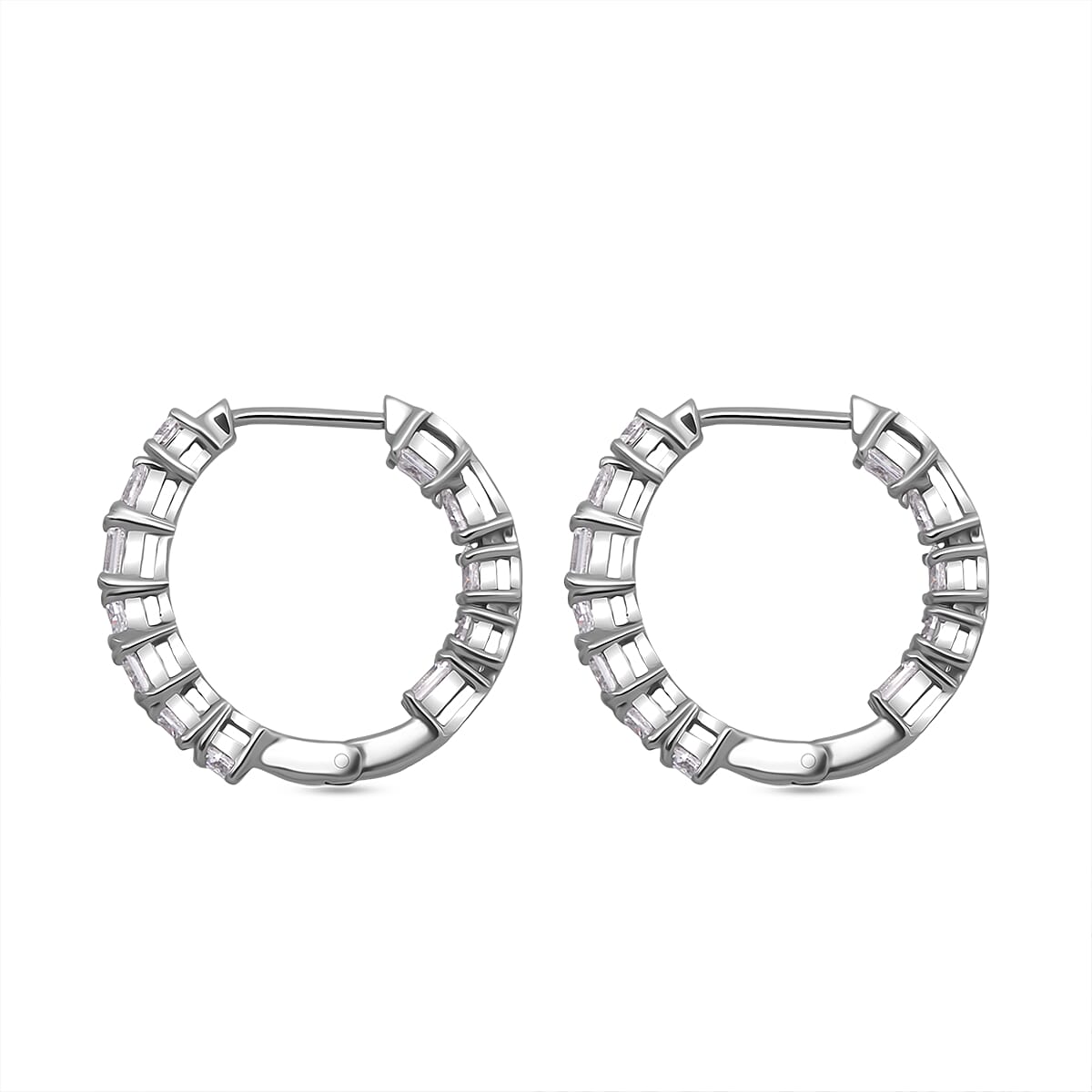 D'Joy Moissanite 1.70 ctw Hoop Earrings in Rhodium Over Sterling Silver image number 3