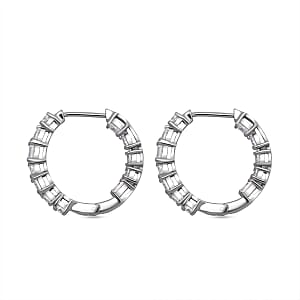 D'Joy Moissanite 1.70 ctw Hoop Earrings in Rhodium Over Sterling Silver
