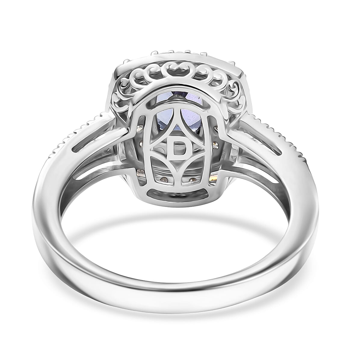 D'Joy Premium Tanzanite and Moissanite 1.65 ctw Celestial Halo Ring in Rhodium Over Sterling Silver (Size 10.0) image number 4
