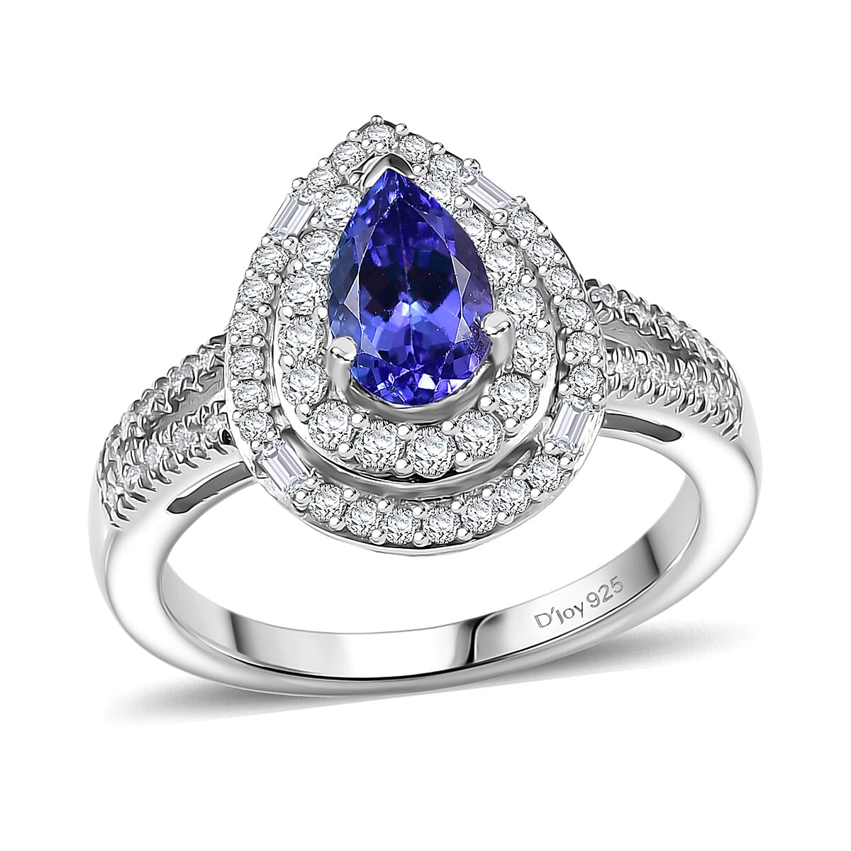D'Joy Premium Tanzanite and Moissanite 1.50 ctw Celestial Halo Ring in Rhodium Over Sterling Silver (Size 10.0) image number 0