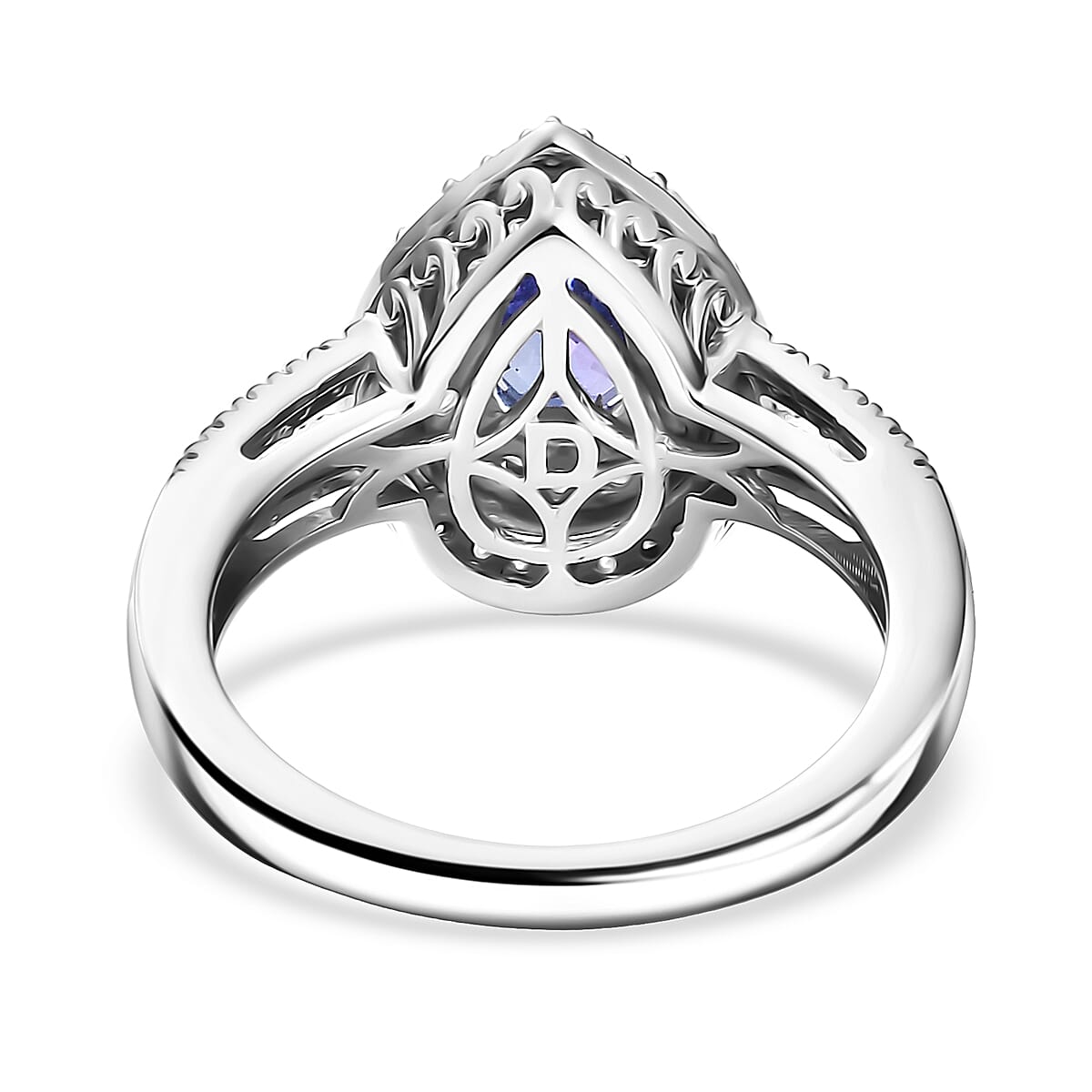 D'Joy Premium Tanzanite and Moissanite 1.50 ctw Celestial Halo Ring in Rhodium Over Sterling Silver (Size 10.0) image number 4