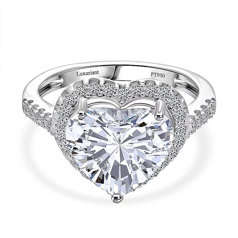 IGI Certified Luxuriant Lab Grown Diamond Heart Ring in 950 Platinum 5.50 ctw (Size 10.0)