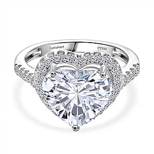 IGI Certified Luxuriant Lab Grown Diamond Heart Ring in 950 Platinum 5.50 ctw (Size 8.5)