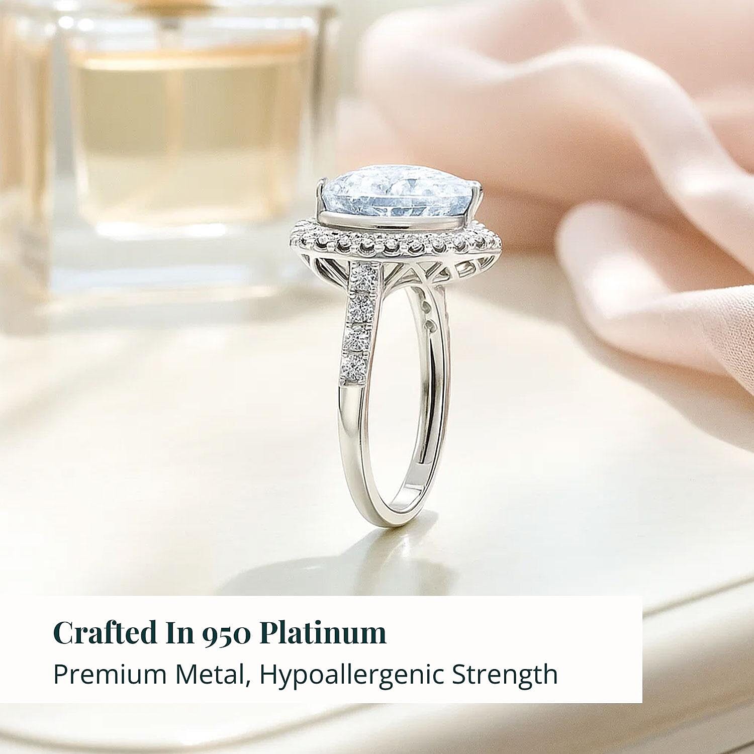 IGI Certified Luxuriant Lab Grown Diamond Heart Ring in 950 Platinum 5.50 ctw (Size 9.5)