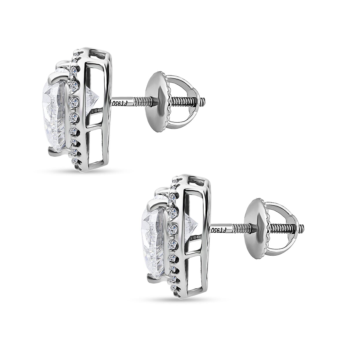 Doorbuster IGI Certified Luxuriant Lab Grown Diamond E-F VS 5.50 ctw The Heart's Aura Earrings in 950 Platinum image number 2