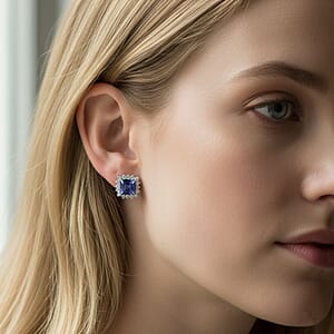 AAA Tanzanite, Lab Grown Diamond Earrings in 10K White Gold 2.60 ctw