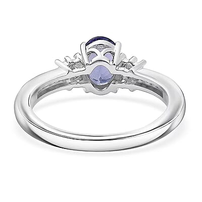 Luxoro 10K White Gold Premium Tanzanite, Diamond (G-H, I2) (0.15 cts) Moonlit Majesty Ring (Size 11.0) 1.15 ctw
