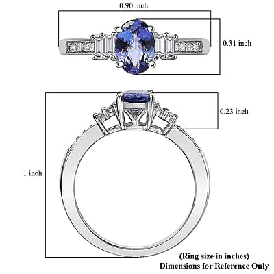 Luxoro 10K White Gold Premium Tanzanite, Diamond (G-H, I2) (0.15 cts) Moonlit Majesty Ring (Size 5.0) 1.15 ctw