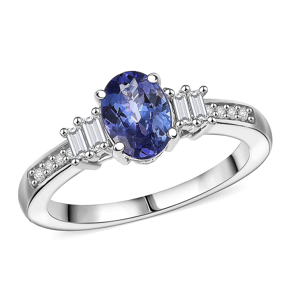 Luxoro Premium Tanzanite and G-H I2 Diamond 1.15 ctw Moonlit Majesty Ring in 10K White Gold (Size 7.0) image number 0