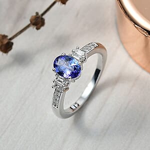 Luxoro Premium Tanzanite and G-H I2 Diamond 1.15 ctw Moonlit Majesty Ring in 10K White Gold (Size 7.0)