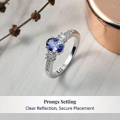 Luxoro Premium Tanzanite and G-H I2 Diamond 1.15 ctw Moonlit Majesty Ring in 10K White Gold (Size 7.0)