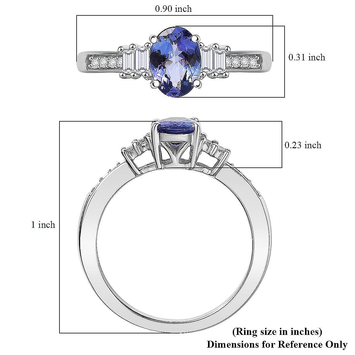 Luxoro Premium Tanzanite and G-H I2 Diamond 1.15 ctw Moonlit Majesty Ring in 10K White Gold (Size 7.0) image number 5