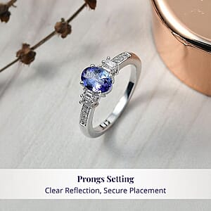 Luxoro Premium Tanzanite and G-H I2 Diamond 1.15 ctw Moonlit Majesty Ring in 10K White Gold (Size 8.0)