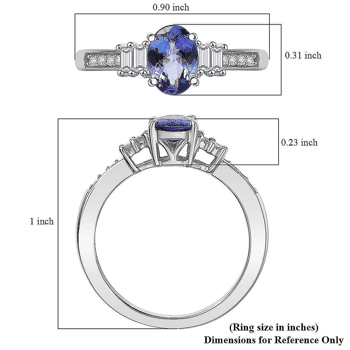 Luxoro Premium Tanzanite and G-H I2 Diamond 1.15 ctw Moonlit Majesty Ring in 10K White Gold (Size 9.0) image number 5