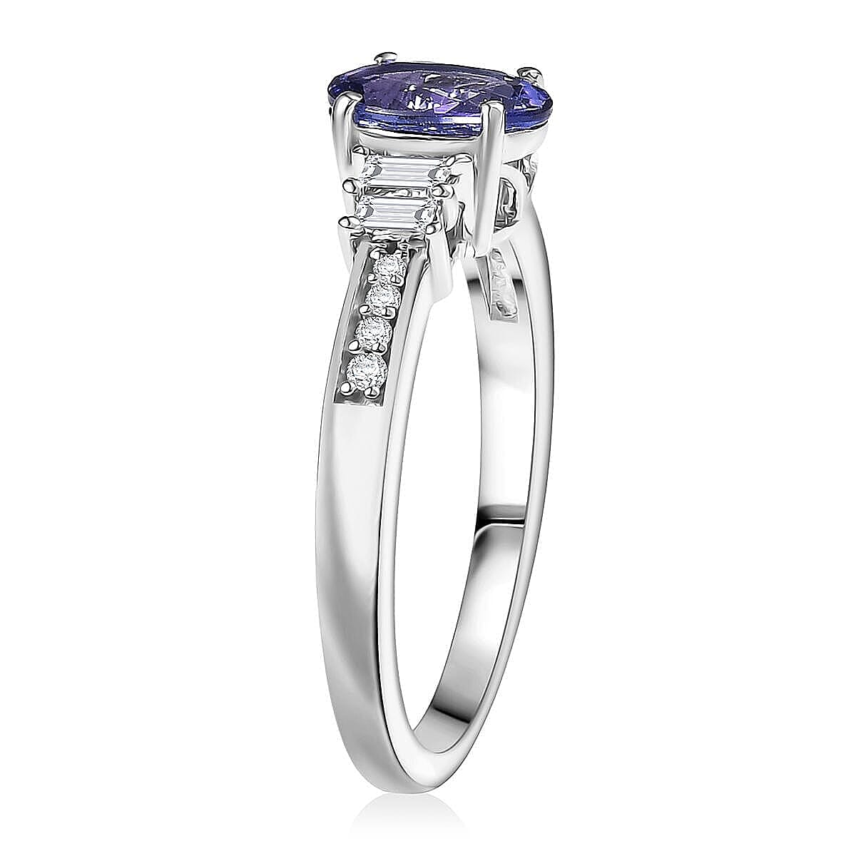 Luxoro 10K White Gold Premium Tanzanite, Diamond (G-H, I2) (0.15 cts) Moonlit Majesty Ring (Size 9.5) 1.15 ctw image number 3