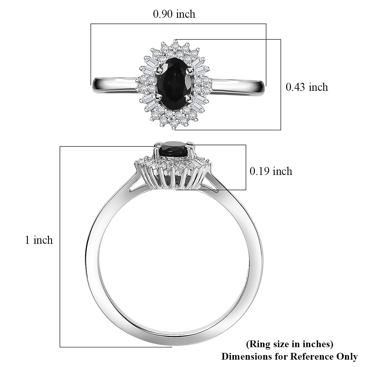 D'Joy AAA Monte Belo Indicolite and Diamond 0.65 ctw Art Deco Halo Ring in Rhodium Over Sterling Silver (Size 10.0) image number 5