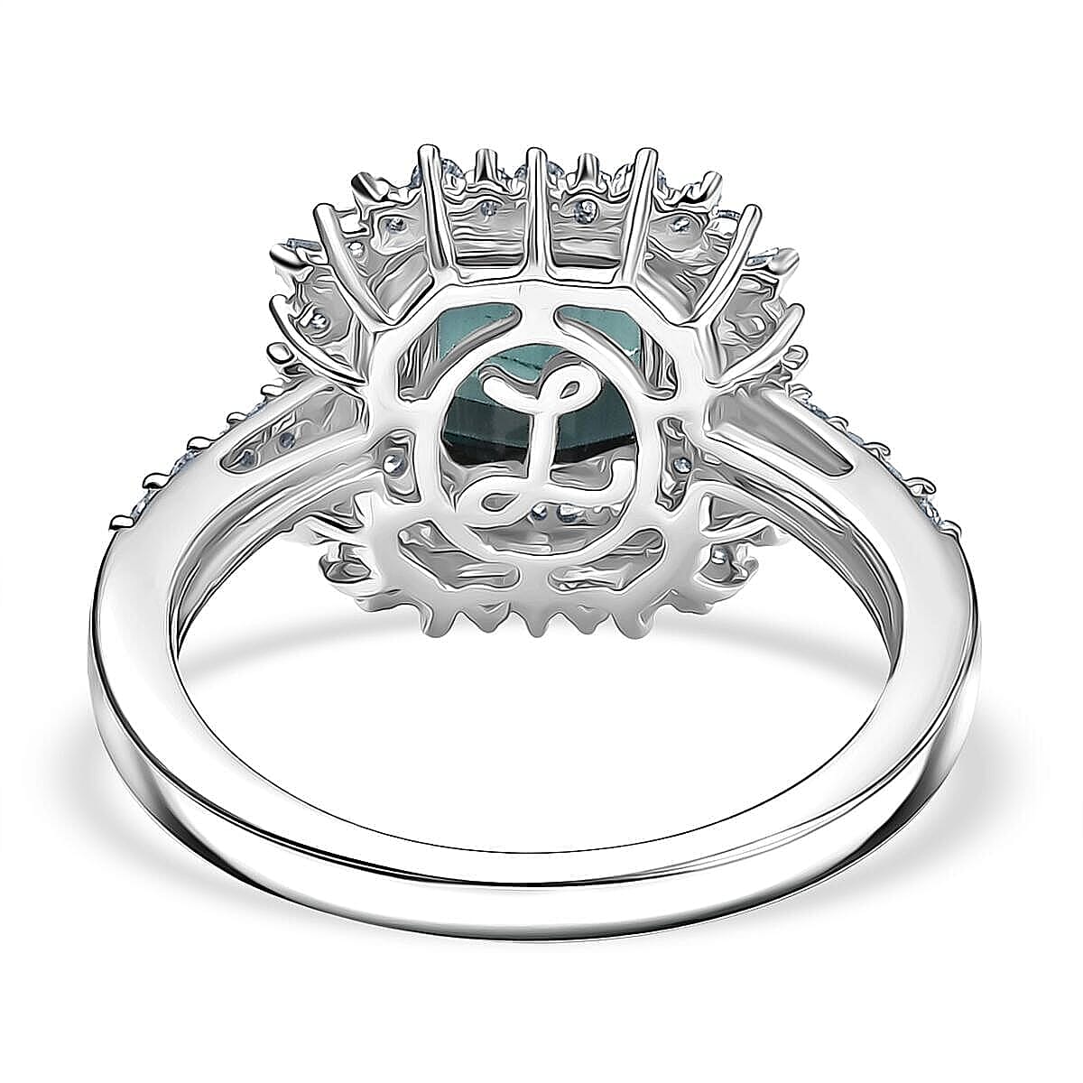 IGI Certified Luxoro AAA Monte Belo Indicolite and I2 Diamond 2.35 ctw Ring in 10K White Gold (Size 10.0) image number 4