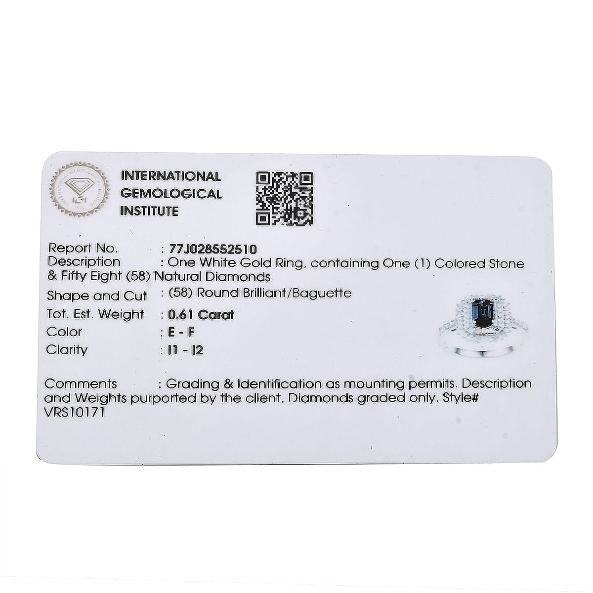 IGI Certified Luxoro AAA Monte Belo Indicolite and I2 Diamond 2.35 ctw Ring in 10K White Gold (Size 10.0) image number 6