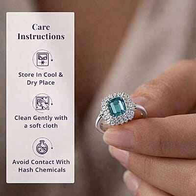 IGI Certified Luxoro AAA Monte Belo  Indicolite, Diamond (I2) Art Deco Ring in 10K White Gold 2.35 ctw (Size 12.0)