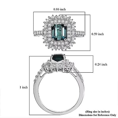 IGI Certified Luxoro AAA Monte Belo  Indicolite, Diamond (I2) Art Deco Ring in 10K White Gold 2.35 ctw (Size 12.0)