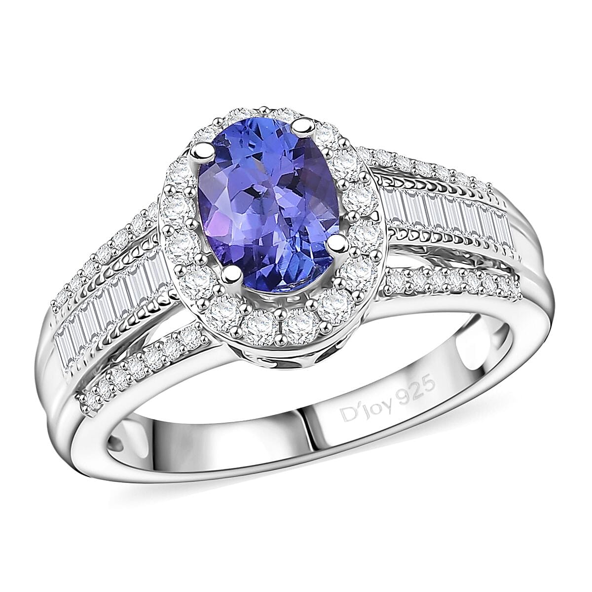 D'Joy Premium Tanzanite and Moissanite 1.60 ctw Ring in Rhodium Over Sterling Silver (Size 10.0) image number 0