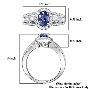 D'Joy Premium Tanzanite and Moissanite 1.60 ctw Ring in Rhodium Over Sterling Silver (Size 6.0)