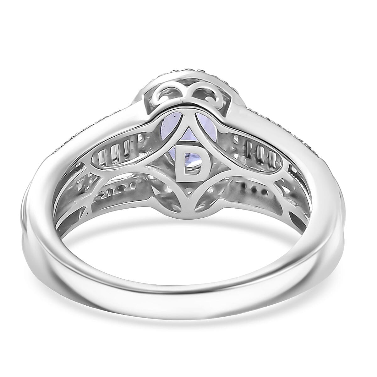 D'Joy Premium Tanzanite, Moissanite Ring in Rhodium Over Sterling Silver 1.60 ctw (Size 8.0) image number 4