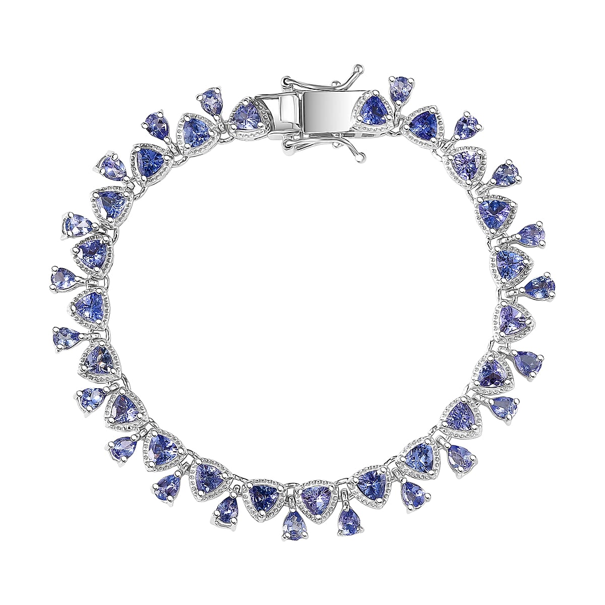 D'Joy Tanzanite 7.65 ctw Floral Vines Bracelet in Rhodium Over Sterling Silver (6.50 In) image number 0