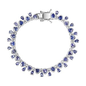 D'Joy Tanzanite 7.65 ctw Floral Vines Bracelet in Rhodium Over Sterling Silver (6.50 In)