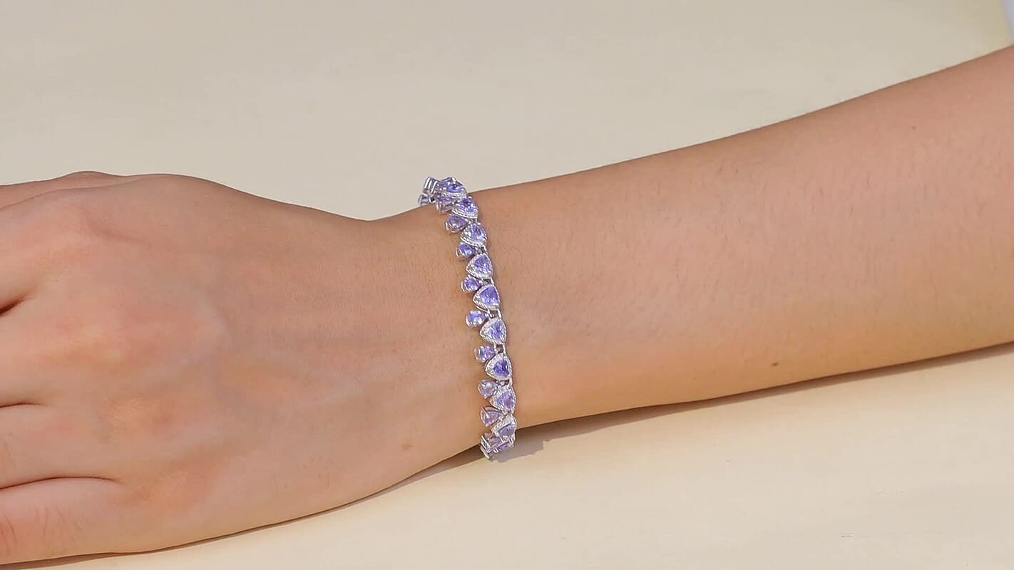 D'Joy Tanzanite Bracelet in Rhodium Over Sterling Silver (6.50 In) 7.65 ctw