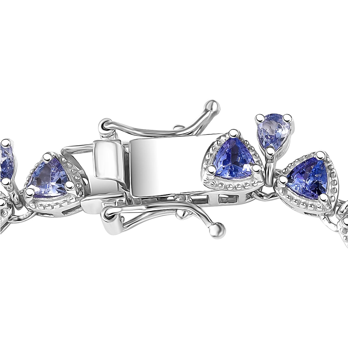 D'Joy Tanzanite 7.65 ctw Floral Vines Bracelet in Rhodium Over Sterling Silver (6.50 In) image number 3