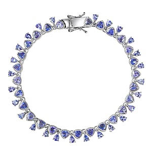 D'Joy Tanzanite 8.25 ctw Floral Vines Bracelet in Rhodium Over Sterling Silver (8.00 In)