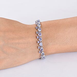 D'Joy Tanzanite 8.25 ctw Floral Vines Bracelet in Rhodium Over Sterling Silver (8.00 In)