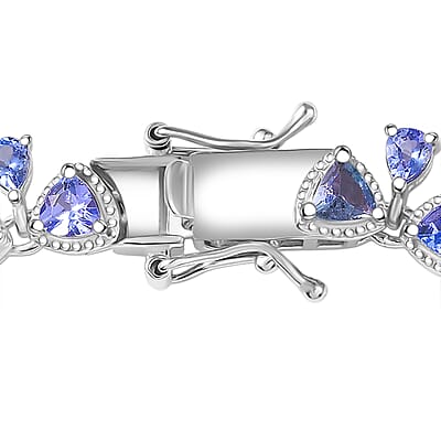 D'Joy Tanzanite 8.25 ctw Floral Vines Bracelet in Rhodium Over Sterling Silver (8.00 In)